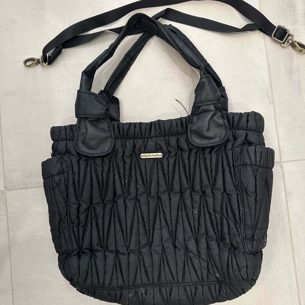 Timi and Leslie diaper bag. Black. 16”x13”
